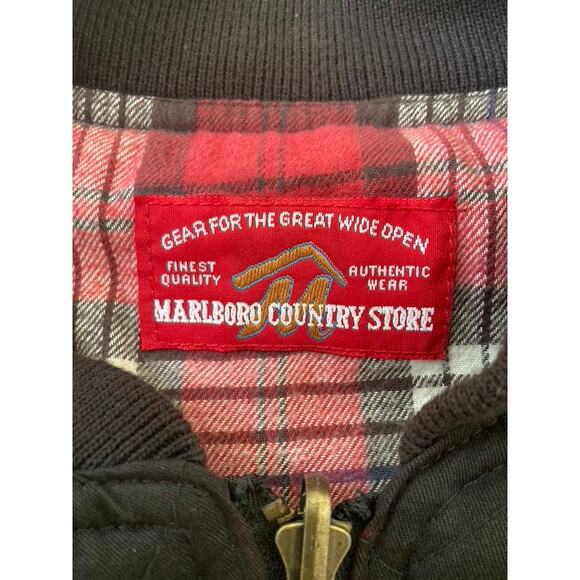 Marlboro Vest Mens Large Plaid Black Reversible Zip Up Country Store Western - Picture 3 of 9